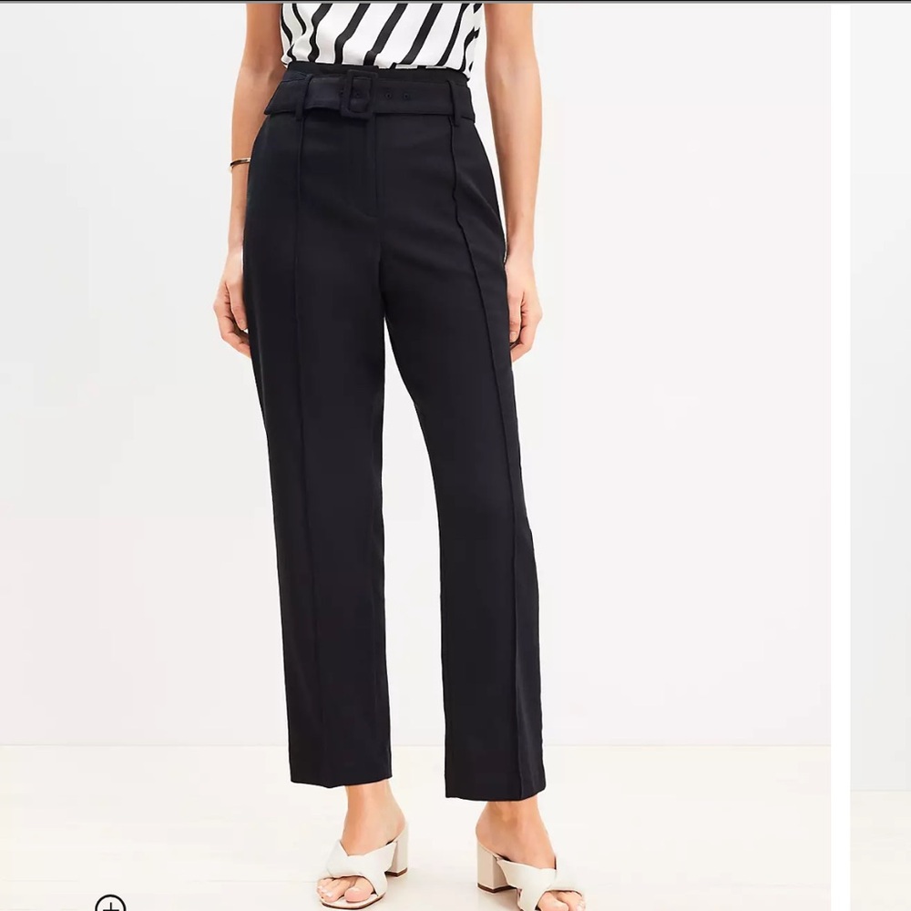 NWT Petite Pintucked Belted Slim Pants in Twill